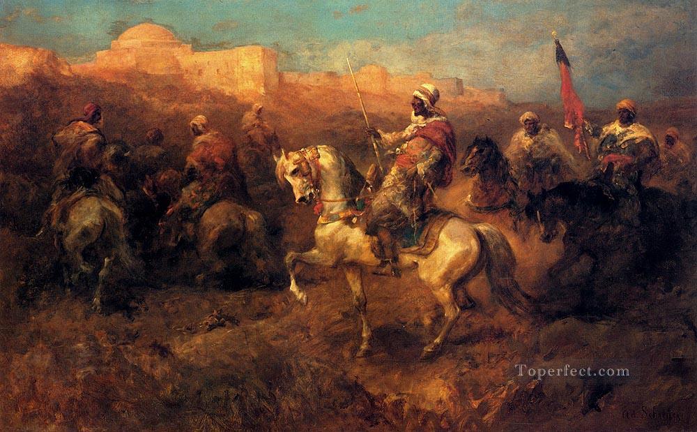 Arabische Pferdmen auf dem Marsch Araber Schreyer Ölgemälde